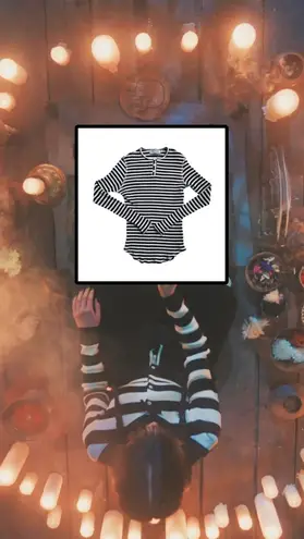 O/U wear by Elzee black and white striped long sleeve gothic sweater Multiple Size M