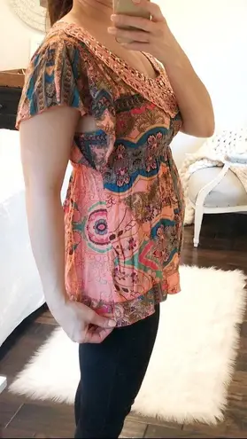 Live and let live Blouse boho floral glam sequin top