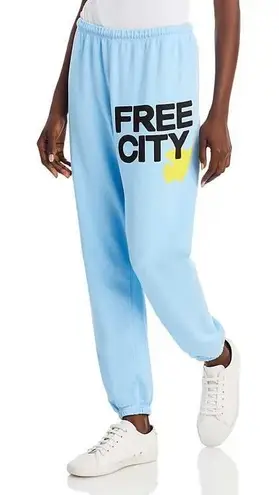 Free City Cotton Logo Sweatpants Joggers Light Blue Yellow Bird Size Medium