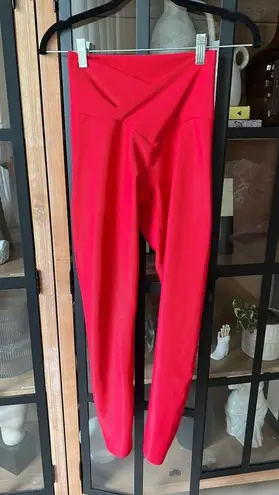 Beach Riot  sport leggings criss cross ribbed cherry red  full length high waist