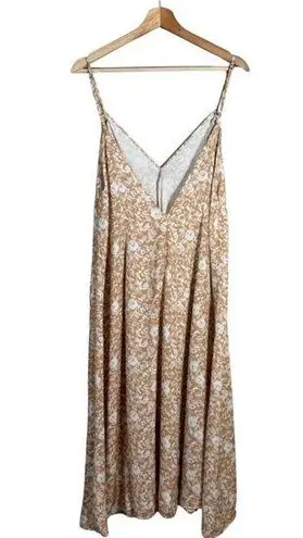 RESA Floral Tent Midi Slip Dress Women's Small Tan White Backless Party Revolve