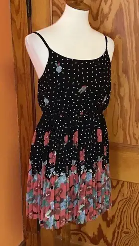 Forever 21 Black Polka Dot & Bright Floral Sun Dress