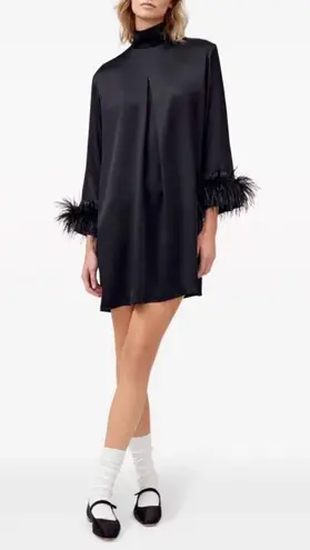 Sleeper Mini Dress or Tunic With Detachable Feathers in NWT Black Size XS Generous Fit