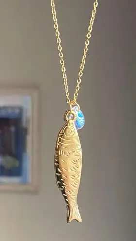 Handmade fully stainless steel fish boho funky chic necklace🌀🐟