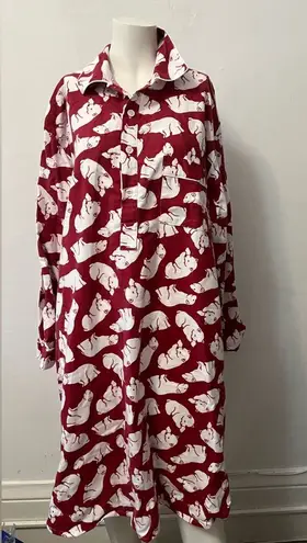 Des fils et des nuits french lion polar bear red white theme cotton pajama shirt Size L