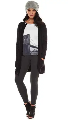 Elie Tahari Ellie Tahari Black Textured Knit Long Cardigan Sweater Size XS