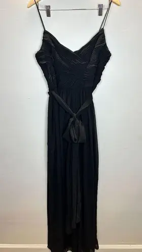 Mac Duggal Ieena for Women's 2651 Size M Black Wide Leg Jumpsuit Faux Wrap EUC