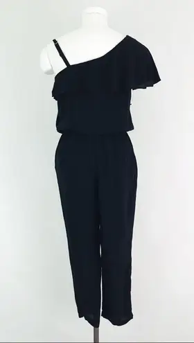 Bisou Bisou One Shouldered Ruffle Jumpsuit in Black | Size S