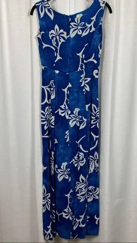 Vintage Blue Royal Hawaiian  Floral Hawaiian Maxi Dress Sz.6