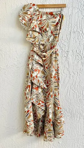 Alexis Strapless Ruffle Printed Faina Midi Dress Multicolor Women's medium