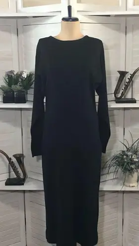 Vintage Y2K 90s Wool Blend Gray Long Sleeve Sweater Midi Dress Size M L Black Size M