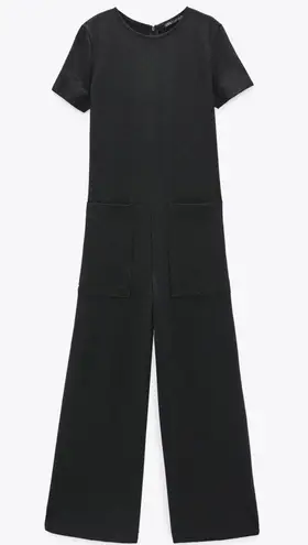 ZARA NWT  Dark Grey Long Jumpsuit W/ Front Pockets