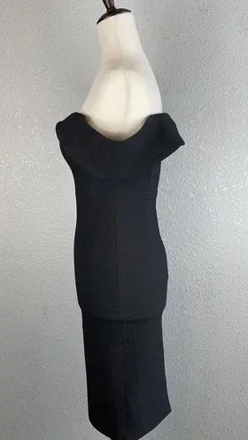 Bardot Womens Ruffle Off Shoulder Body Con Cocktail Dress 4 Black Snake Textured