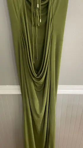 Meshki Armani Ice Jersy Cowl Back Maxi Dress Green Size Large