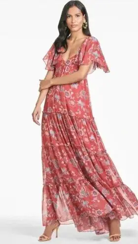 Sachin + Babi 💕 Kara Floral Print Tiered Maxi Dress Eastern Gouache Botanical 6