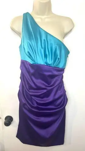 Suzi Chin for Maggy Boutique Size 6 FORMAL One Shoulder Color Blocking Dress