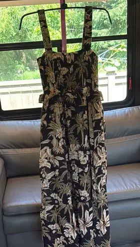 Seafolly Black and Tan Floral Garment Medium smoked dress