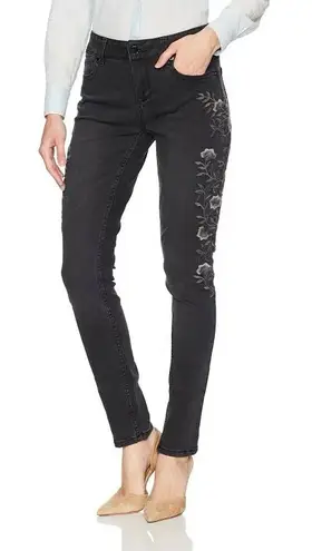 Seven 7 Jeans Black Floral Embroidered Skinny Jeans