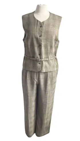 VINTAGE DAVID BROOKS Plaid Suit Women’s Size 10 Tan Glen Plaid Vest Trouser