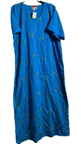 Blue and Gold Embellished Kurti with Flutter Sleeves Size M