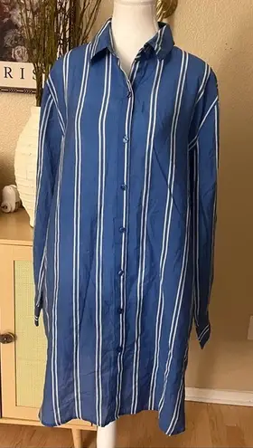 Summersalt Blue Striped Button Down Shirt Dress Coverup Size XL