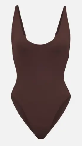 SKIMS NWT Scoop neck Brown One-Piece Swimsuit new bathing suit cocoa Brown sz XL
