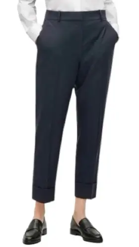 COS Womens Size 34 2 Navy Blue Wool Straight Leg Cuffed Hem Dress Trousers Pants