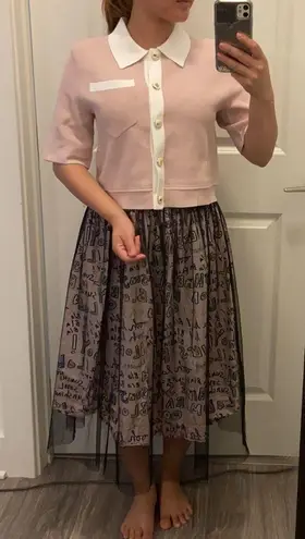 Maje pale pink knit cardigan. 3