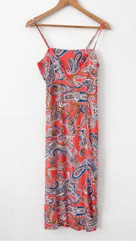 Boden Column Cami Midi Dress in Orange Jelly Paradise Pop Size 4
