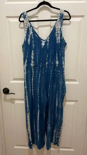 Sacred Threads NWT- Blue & White Tie Dye V-Neck Tank Jumpsuit L/XL