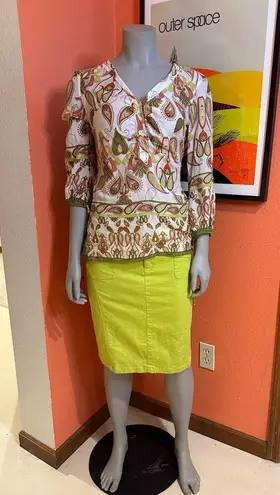 Chartreuse jean midi skirt size 8 Tribal Brand