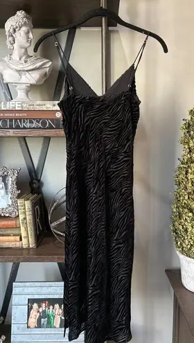 Cami NYC Raven Burnout Silk Zebra Midi Slipdress Black Womens Size XS