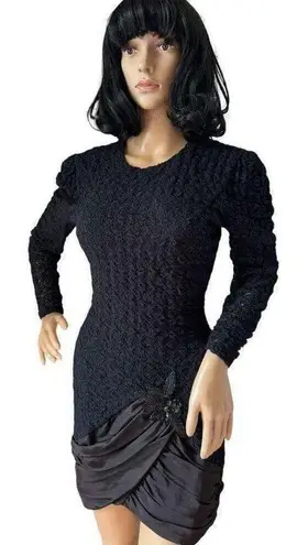 Vintage 80's Diamond's Run by Wayne Diamond sequin beaded black dress X