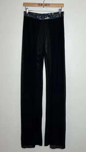 J Valentine Black Mesh Open Slit Festival Rave Costume Pants