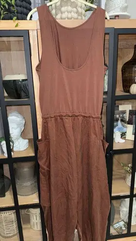 Free People Movement FP Movement Scrimmage Onesie Harem Jumpsuit high neck chocolate cargo baggy