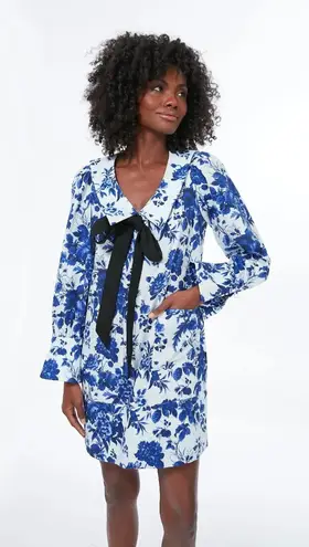NWT Tuckernuck Bella in Sapphire Bloom Floral Cotton Bow Shift Dress L Blue Size L