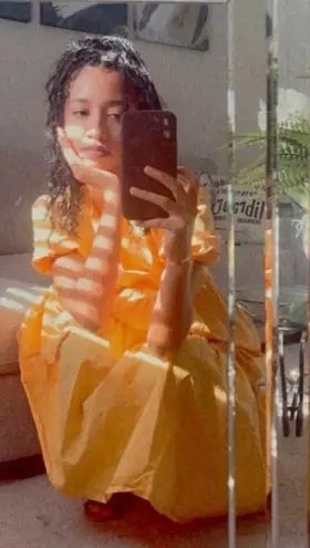 Peter Som Collective Marigold Tiered Midi Dress in Yellow 4 Womens