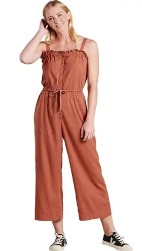 Toad & Co Taj Hemp Strappy Sleeveless Jumpsuit Terracotta Size Medium