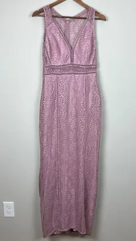 BHLDN Anthropologie Dress XL (M) Mauve Connor Lace Maxi Bridesmaid Evening Train