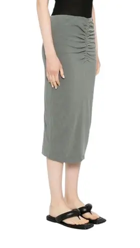 James Perse Brushed Jersey Skirt Gray Ruched Midi Skirt Size 1 Casual Chic