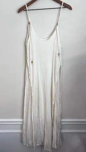 Free People  cream gauze Maxi dress layered side slits S