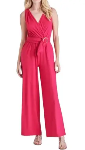 NWT BB Dakota by Steve Madden Sleeveless Belted Jumpsuit RASPBERRY Red Size XL