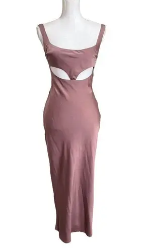 Meshki  Womens Ava Satin Cut Out Midi Dress Nutmeg Size XS