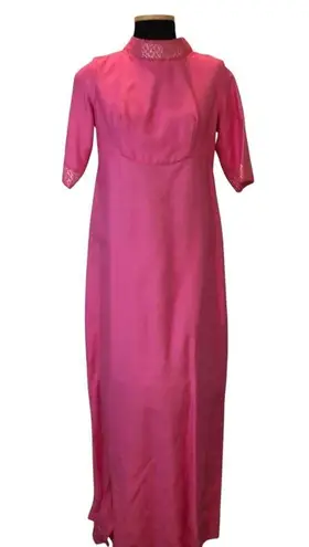 Vintage 1960s custom pink gown maxi dress slender Barbiecore prom size medium