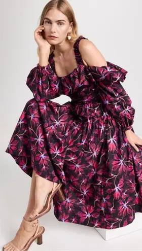 Ulla Johnson Caprice Floral Cotton Midi Dress, Color Zinnia, Size 2, NWT