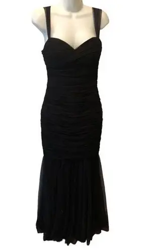 AMSALE Mermaid Tulle Bodycon Maxi Formal Dress 10 Padded Push~Up Bust Wedding Black