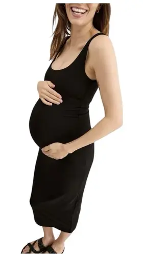 Hatch The Body Tank Dress Large Midi Black Maternity Bodycon Shelf Bra Bamboo Size undefined