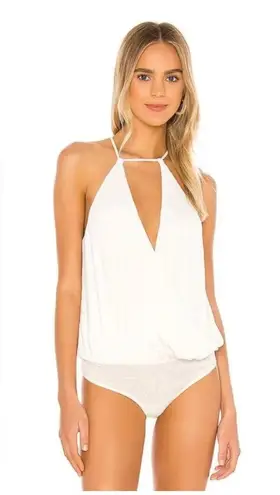 BCBG Maxazria Wrap Front Bodysuit in Gardenia M Sleeveless