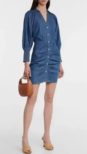 Veronica Beard Allie Ruched Chambray Minidress XS