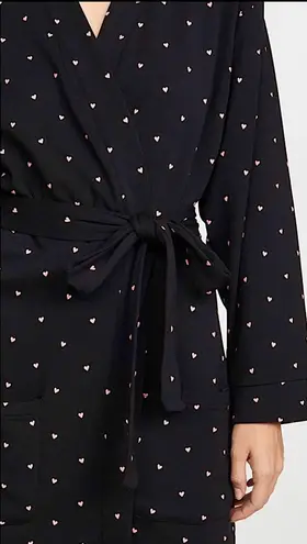 NWT Plush Apparel Black/Pink Heart Robe & Scrunchie Set Size Small Black
